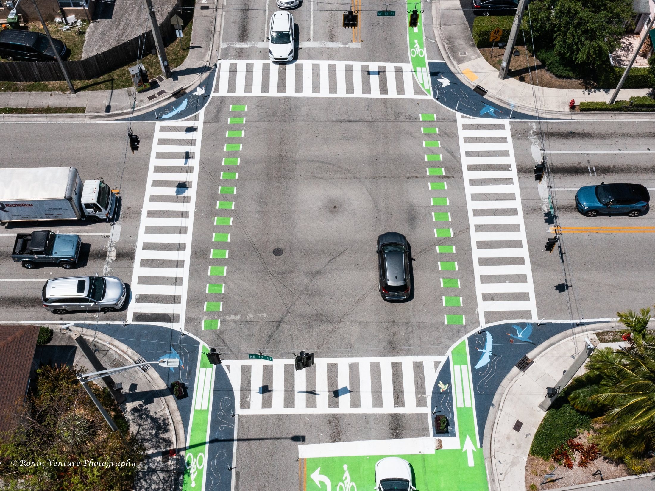 Aerial view of the BTactical intersection treatment in Fort Lauderdale