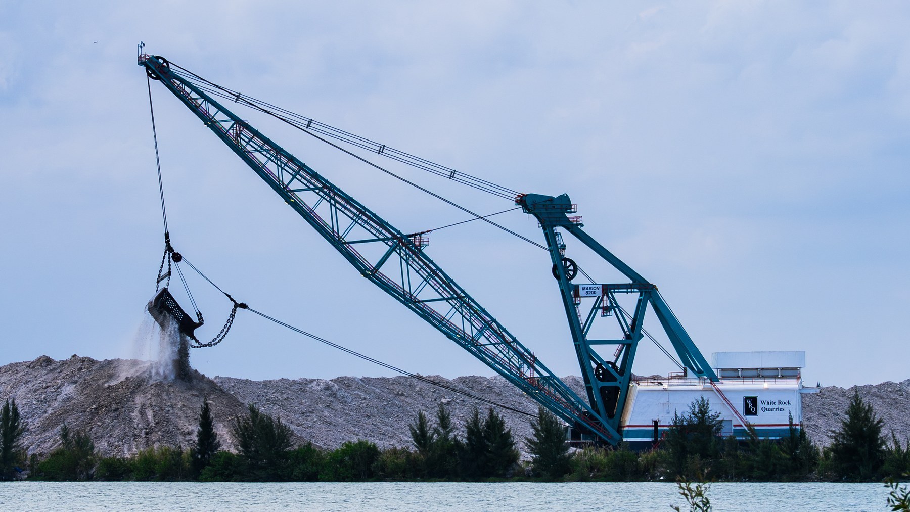 Dragline operating at a Miami-Dade limestone quarry