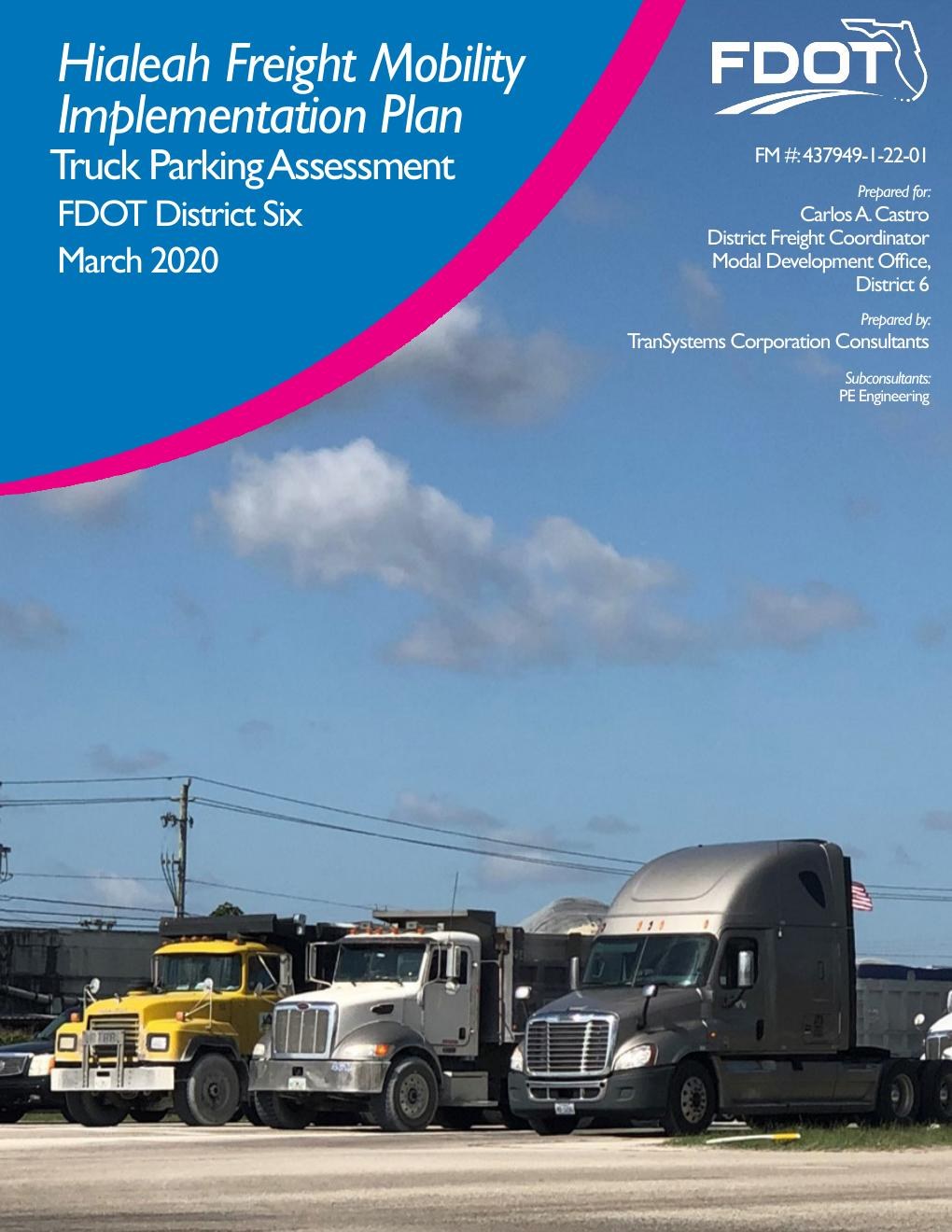 Cover of the Hialeah Freight Mobility Implementation Plan Truck Parking Assessment