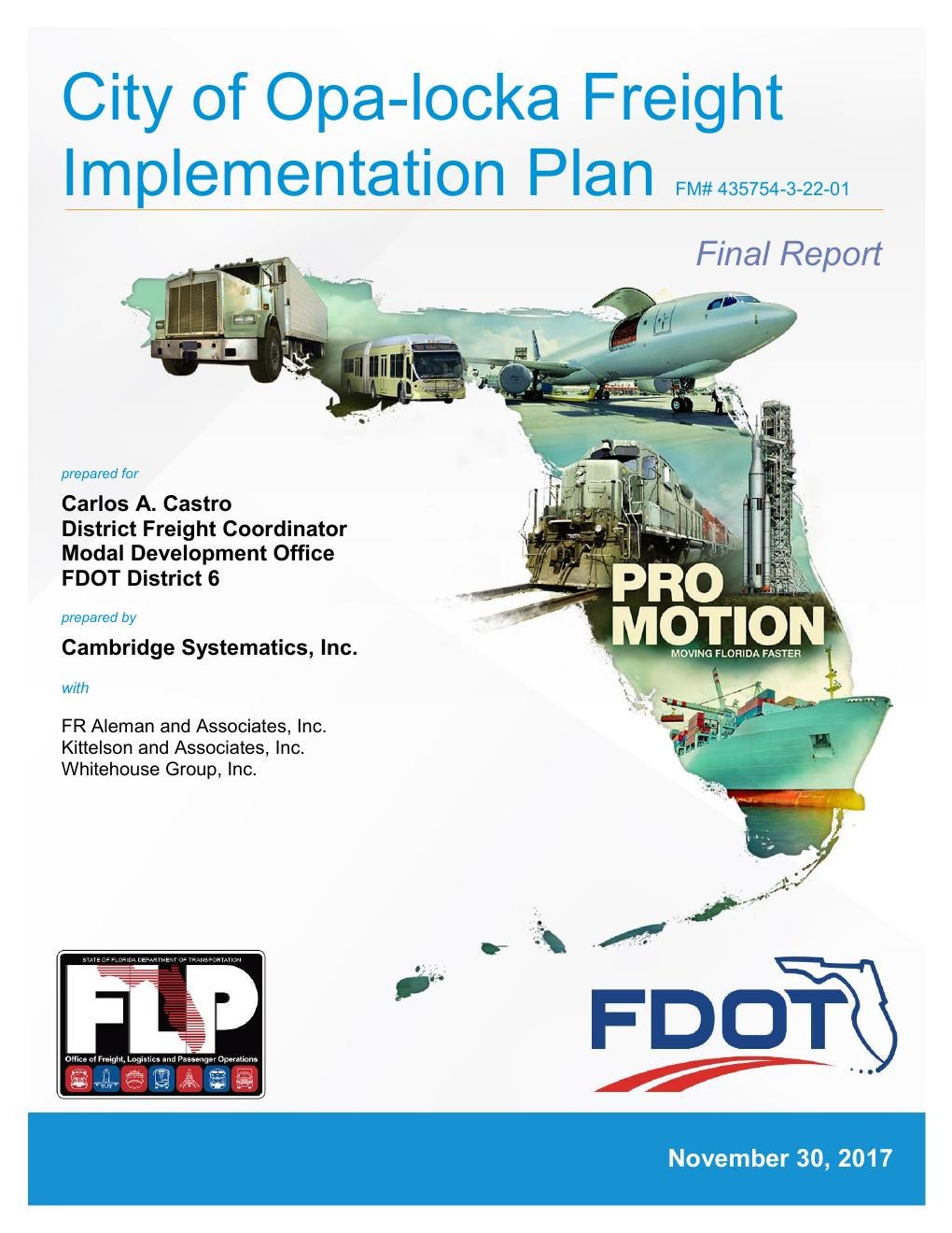 Cover of the Opa-Locka Freight Improvement Plan